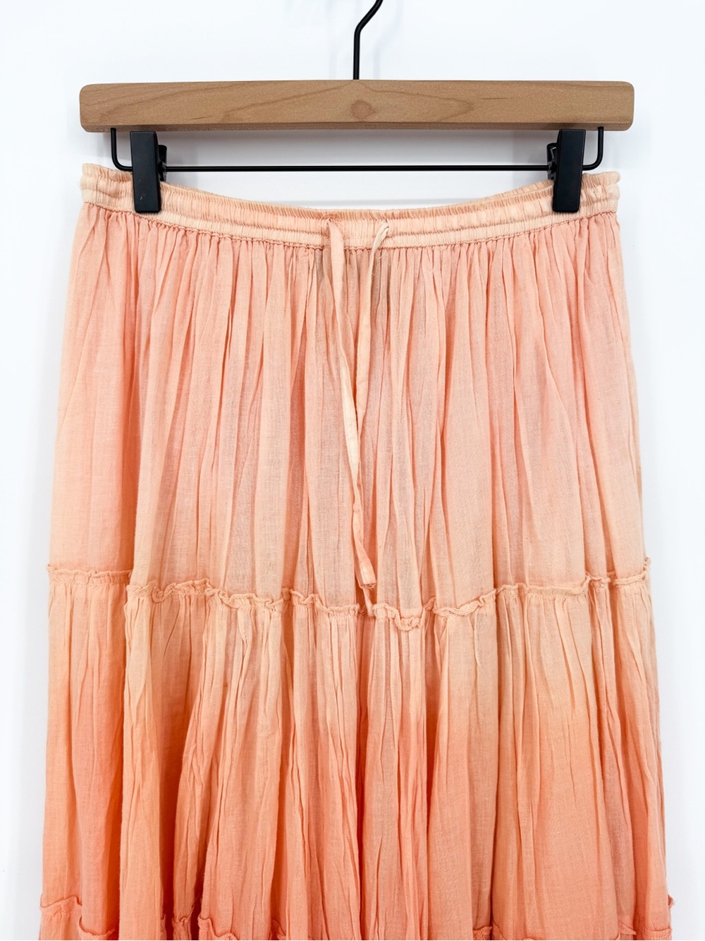 Vintage Jane Ashley Peach Coral Ombre Tiered Midi Skirt Medium - Picture 2 of 6